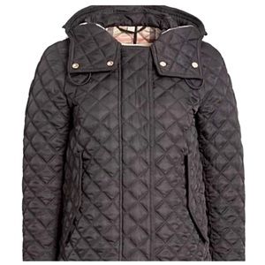 Burberry Black Quilted Hooded Jacket